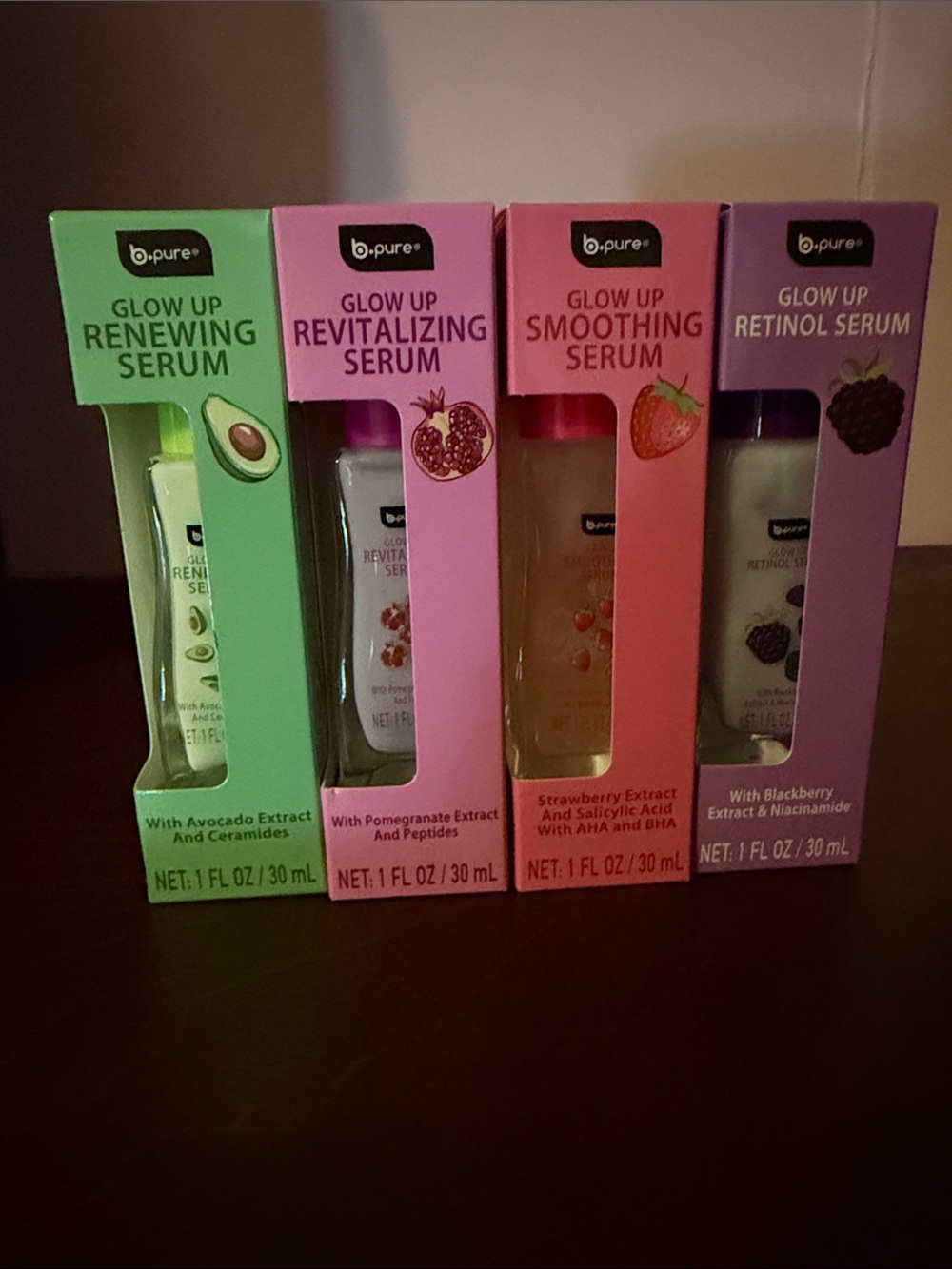 Glow Up Retinol Serum - Pink, Purple, Green and Red bpure